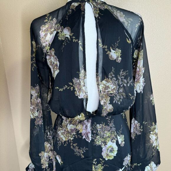 ASOS Drop Waist Floral Midi Fairy Goth Dress Size 6 - Picture 10 of 16